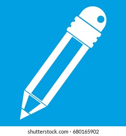 Pencil with eraser icon white isolated on blue background vector illustration