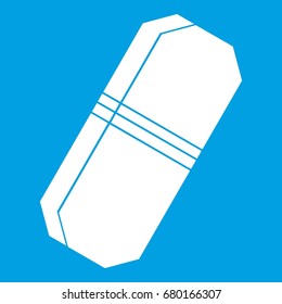 Pencil eraser icon white isolated on blue background vector illustration