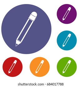 Pencil with eraser icons set