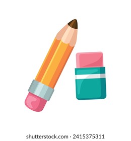 Pencil and eraser illustration icon. Vector design