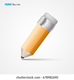Pencil with eraser, isolated 2