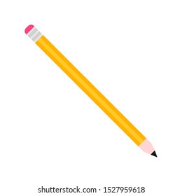 Pencil with Eraser Isolated Diagonal Oriented Flat Design