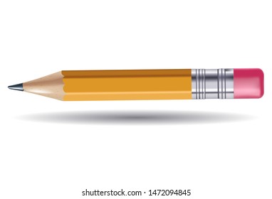 pencil with eraser isolated on white background vector,3D