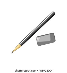 Pencil, eraser isolated on a white background, vector, icon