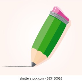 Pencil with eraser isolated vector illustration 