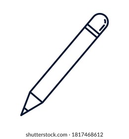 pencil with eraser, line style icon vector illustration design