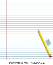 Pencil and eraser logo vector illustration on white paper background. 
