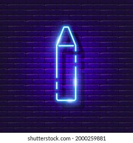Pencil eraser neon sign. Painting tools glowing icon. Vector illustration for design. School concept.