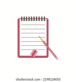 pencil eraser notebookVector Flat Icons vector , illustration