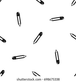 Pencil with eraser pattern repeat seamless in black color for any design. Vector geometric illustration