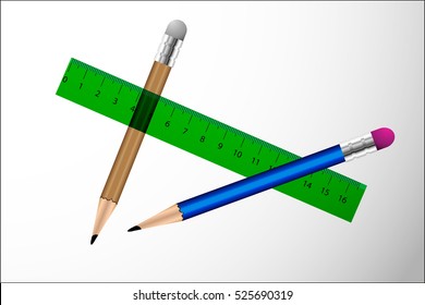 pencil, pencil with eraser, rulers