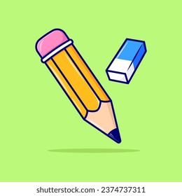 Pencil and eraser School, Learn Vector, Illustration, Isolated, Icon