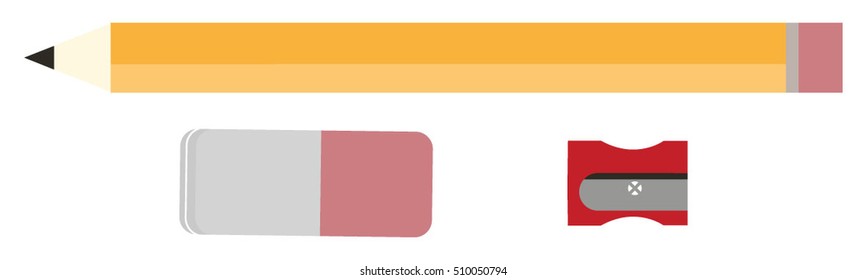 pencil, eraser and sharpener