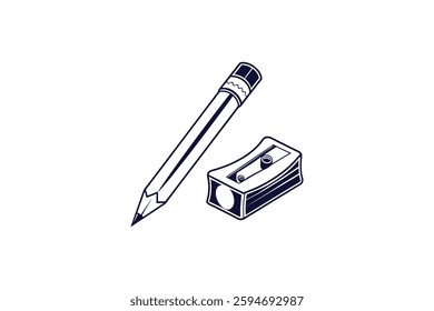 pencil and eraser silhouette clip art vector illustration