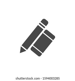 The pencil and eraser. Simple vector icon. Consumer goods. Commodities.