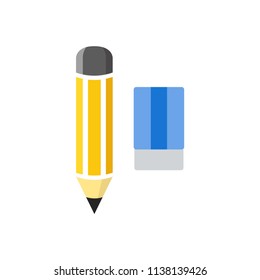 pencil with eraser - stationery icon vector