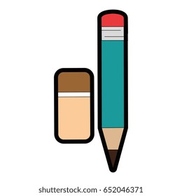 pencil and eraser utensil icon