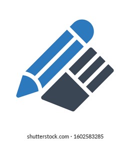 pencil eraser vector glyph color icon 