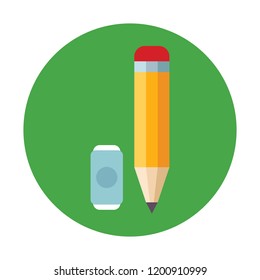 Pencil and Eraser Vector Icon 
