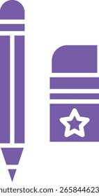 Icono de Vector de lápiz y borrador. Se puede utilizar para aplicaciones de impresión, móviles y de Web.