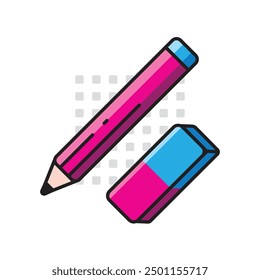 Pencil and Eraser vector or icon for element design