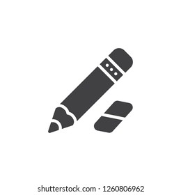 Pencil and eraser vector icon. filled flat sign for mobile concept and web design. Drawing tool simple solid icon. Symbol, logo illustration. Pixel perfect vector graphics