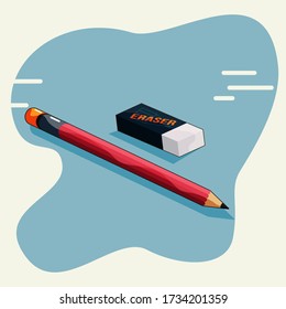 Pencil and eraser vector illustration