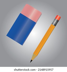 Pencil and eraser vector illustration