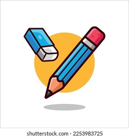 Pencil and eraser vector illustration .  