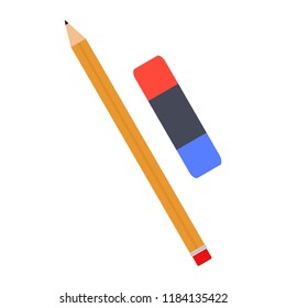 Pencil and eraser. Vector illustration. EPS 10.