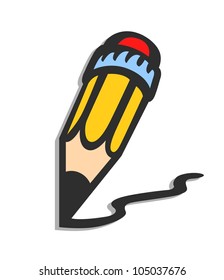 pencil with eraser vector illustration isolated on white background