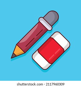 pencil eraser Vector illustration isolated on a transparent background. vector line flat icons for concept or web graphics.
