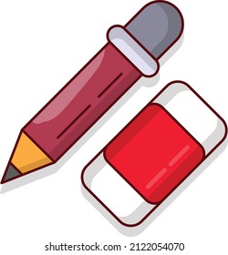 pencil eraser Vector illustration isolated on a transparent background. vector line flat icons for concept or web graphics.
