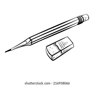 pencil with eraser vector outline