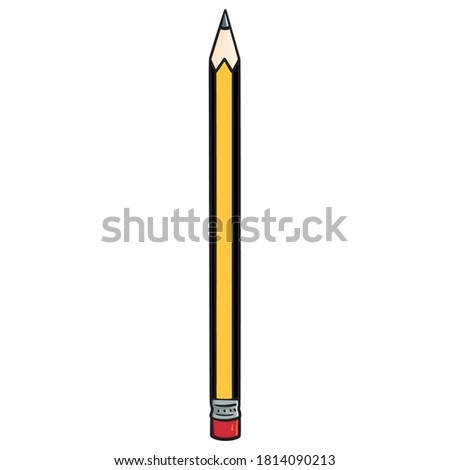 pencil with eraser. yellow, brown, red.