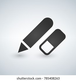 Pencil and eraser,modern design flat icon