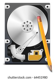 Pencil erasing information from the HDD, vector
