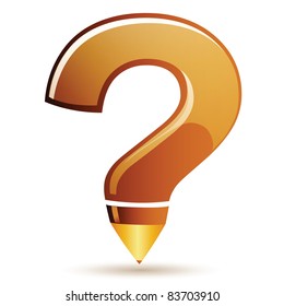Pencil executed in the form of a question mark on a white background
