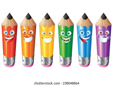 Pencil face expression cartoon character set