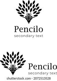 pencil with feather logo design 