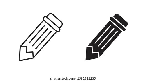 Pencil filled and outlined icons vectors on white background
