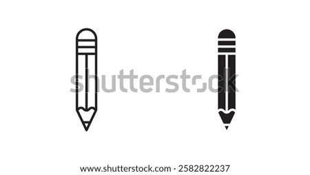 Pencil filled and outlined icons vectors on white background