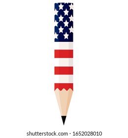 Pencil with the flag of United States - Vector