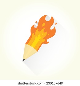 "Pencil and flame" Isolated vector object