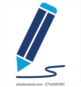 Estilo de ícone azul plano de lápis
