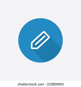 pencil Flat Blue Simple Icon with long shadow, isolated on white background  