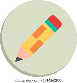 Icono de estilo de círculo plano de lápiz