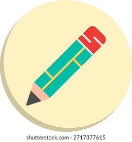 Icono de estilo de círculo plano de lápiz