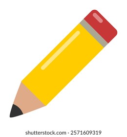 Pencil flat color icon for back to school graphic resources, office supplies, writing activity, creativity, preferences, design, lesson, drawing, settings. Editable EPS vector.