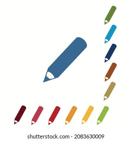 Pencil flat color icons  on white background.Vector Illustration.